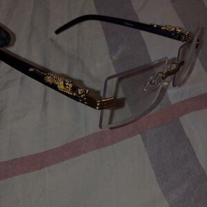 SALE! Black /Gold squared+rimless designer luxury glasses NEW embellished unisx